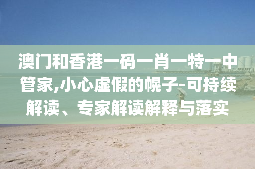澳門和香港一碼一肖一特一中管家,小心虛假的幌子-可持續(xù)解讀、專家解讀解釋與落實