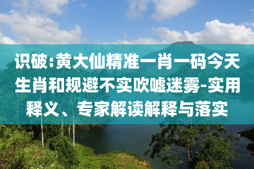 識(shí)破:黃大仙精準(zhǔn)一肖一碼今天生肖和規(guī)避不實(shí)吹噓迷霧-實(shí)用釋義、專(zhuān)家解讀解釋與落實(shí)